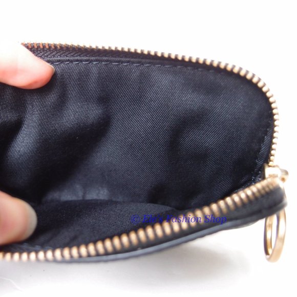 NWT Tory Burch Perry Bombe Card Case Small Leather Wristlet BLACK AUTHENTIC